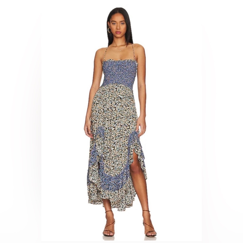 Free People Multicolor Floral Midi Skirt